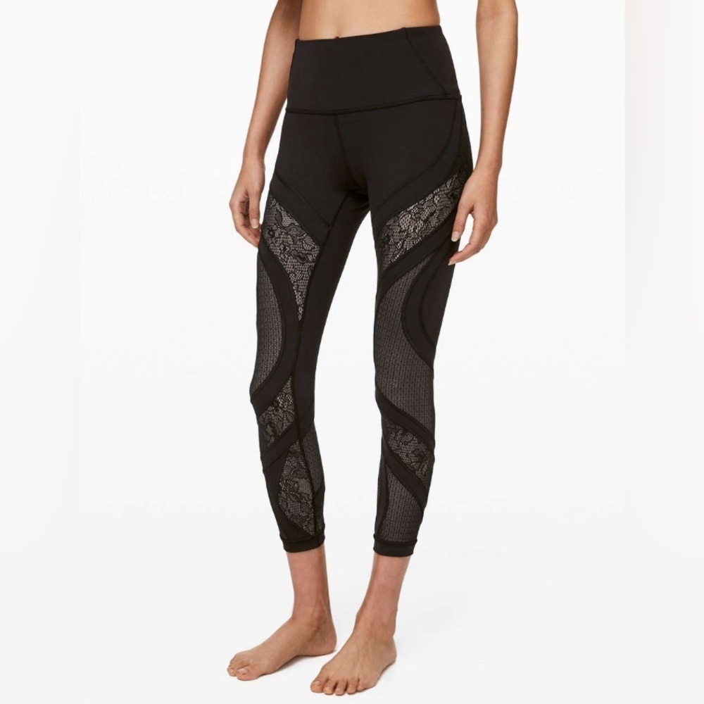 Lululemon Wunder Under High-Rise Tight 25" *Lace Black Sz 4 Gym Yoga Dance Run